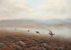 Grouse Flying Low by Ian MacGillivray, oil on canvas, offered Nov 2012