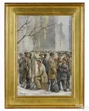 illustration titled Snow Shovelers Long Island City New York by Arthur Weindorf, oil on canvas, offered Jan 2018