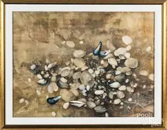 of seashells by Jane Carlson, watercolor, offered Dec 2017