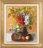 floral still life by Boris Liskow, oil on canvas, offered Dec 2017