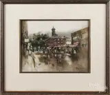 street scene by Philip Jamison Jr., watercolor, offered Dec 2017