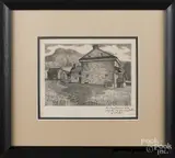 of a farmhouse by Barclay Rubincam, pencil, offered Dec 2017