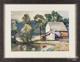 landscape with barn by John W. McCoy, watercolor, offered Dec 2017