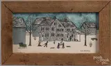 winter farm scene by Dolores Hackenberger, oil on board, offered Dec 2017