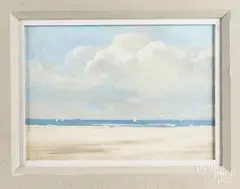 beach scene by Marc Schoettle, oil on board, offered Dec 2017