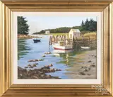 titled Sun Up at Port Clyde by T.P. Kennington, oil on canvas, offered Dec 2017