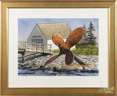 coastal scene by William B Hoyt, watercolor, offered Dec 2017