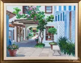 courtyard scene by Ronni Pastorini, oil on canvas, offered Dec 2017