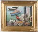 titled Dock - side by Edmond Ward, oil on board, offered Dec 2017