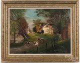 primitive landscape by Robert B. Stewart, oil on canvas, offered Dec 2017