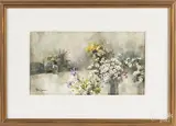 interior with flowers by Philip Jamison Jr., watercolor, offered Dec 2017