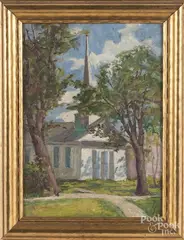 of a church by William H. Partridge, oil on board, offered Dec 2017