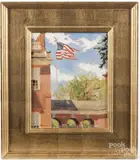titled Independence Hall Flag by Sandra Corpora, oil on panel, offered Oct 2017