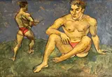 Untitled (Two Nudes) by Emlen Etting, oil on board, sold Jun 2022