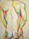 Untitled (Nude in Yellow) by Lowell Nesbitt, 1989, pastel on paper, sold Jun 2022
