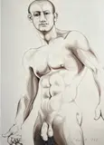 Male Nude by Lowell Nesbitt, 1987, pastel on paper, sold Jun 2022