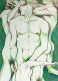 Multidimensional Green Nudes by Lowell Nesbitt, 1989, pastel on paper, sold Jun 2022