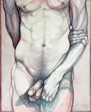 Untitled (Nude Man) by Lowell Nesbitt, 1984, pastel on Artist's Board, sold Jun 2022