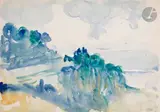 Saint-Clair, Lavandou by Henri-Edmond Cross, Aquarelle, sold Mar 2023