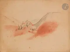 Paysage by André Derain, Sanguine et fusain, sold Mar 2023