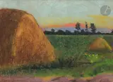 Meules by Alexis Mérodack-Jeaneau, Pastel, sold Mar 2023