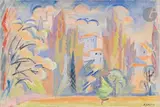 Mirmande by André Lhote, vers 1935, Gouache, sold Mar 2023