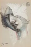 Portrait de Yo by Mario Prassinos, Pastel et crayons de couleur, sold Mar 2023