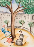 Place avec femmes et enfants by Alice Halicka, Aquarelle, sold Mar 2023