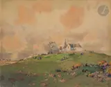 Fête à N.D de Lotivy, Bretagne by Ernest Pierre Guérin, Encre et aquarelle, sold Mar 2023
