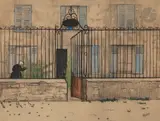 Derrière la grille by Joseph Rossi, Pastel et fusain, sold Mar 2023