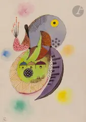 Composition by Hans Reichel, Aquarelle et encre, sold Mar 2023