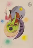 Composition by Hans Reichel, Aquarelle et encre, sold Mar 2023