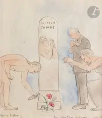 Au cimetière, monsieur... by Francis Picabia, 1931, Aquarelle et crayon noir, sold Mar 2023