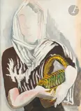 Femme à la corbeille by Ossip Zadkine, 1938, Gouache, sold Mar 2023