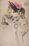 Fille de joie et maquerelle by Christian Bérard, Encre, lavis d'encre et rehauts de gouache, sold Mar 2023