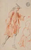 Homme debout tourné vers la droite by Jacques-André Portail, Crayon noir et sanguine, sold Mar 2023