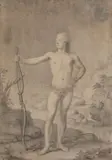 Portrait d’homme en Adonis by Jean-Baptiste Garand, Crayon noir, sold Mar 2023
