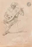 Joueur de luth napolitain by Friedrich Nerly, Crayon noir et lavis d’encre, sold Mar 2023