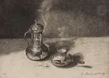 La Tasse Fumante, 26 octobre 1879 by François Bonvin, Crayon noir, sold Mar 2023