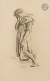 Accusé se lamentant by Alexandre Cabanel, Crayon noir, estompe, sold Mar 2023