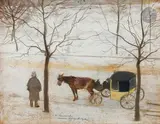Fiacre sous la neige dans le bois de Boulogne by Ernest Ange Duez, 1885, Pastel sur papier, sold Mar 2023