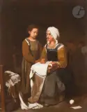 La Leçon de broderie by Michael Sweerts, Toile, sold Mar 2023