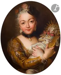 Portrait de Jeune fille à la poupée by Charles-Antoine Coypel, Toile, sold Mar 2023