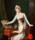 La Leçon de musique by Jean-François Garneray, Panneau parqueté, sold Mar 2023