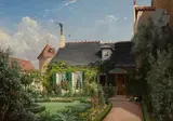 Maison et jardin by Louis-Auguste Lapito, 1860, Panneau préparé, sold Mar 2023