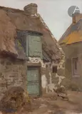 Une maison en Bretagne by William-Adolphe Bouguereau, Toile marouflée sur carton Annotée au dos : « W - BOVGVEREAV / Bretagne », sold Mar 2023