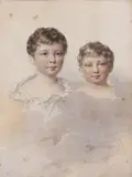 Portrait de deux enfants de la famille de Damas by Alexandre Hesse, Aquarelle, sold Jun 2012
