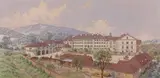Vue d'une propriété dans un paysage de montagne by Oskar Grüner, Aquarelle et gouache, sold Jun 2012