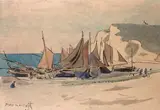 Étretat by Jean Francis Auburtin, 1898, Aquarelle, sold Jun 2012