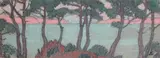 Cap Myrthe près de La Croix Valmer Les Grands Pins méditerranéens by Jean Francis Auburtin, Gouache, sold Jun 2012